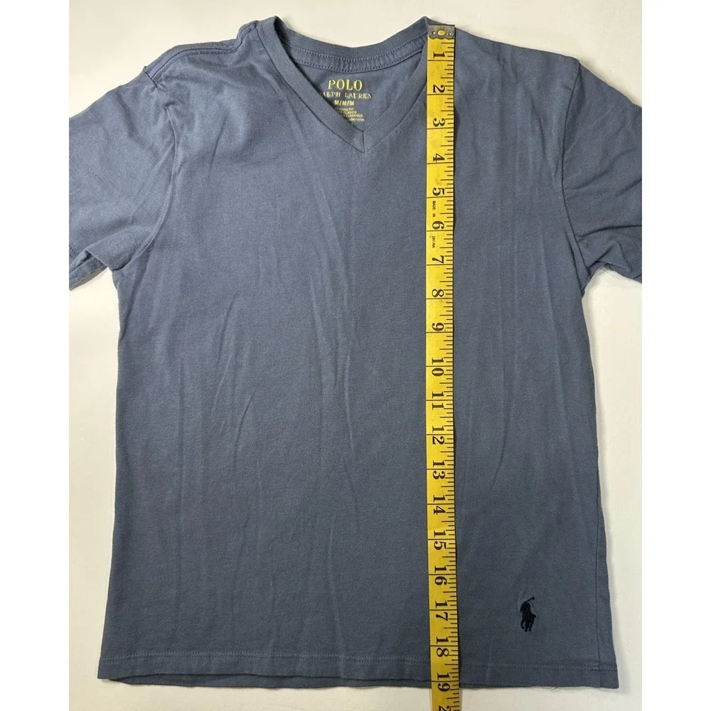Ralph‎ Lauren Pony Short Sleeve V-Neck T-Shirt Blue Gray Toddler Size Medium